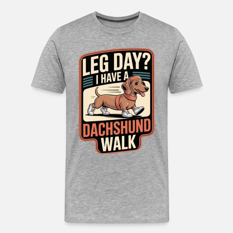 Dackel Walk - Männer Premium Bio T-Shirt - Grau meliert