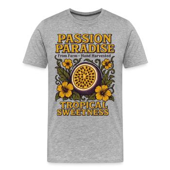 Passionsfrucht Sommer Frucht Vintage Obst - Männer Premium Bio T-Shirt - Grau meliert - Vorne - Damien (186cm)