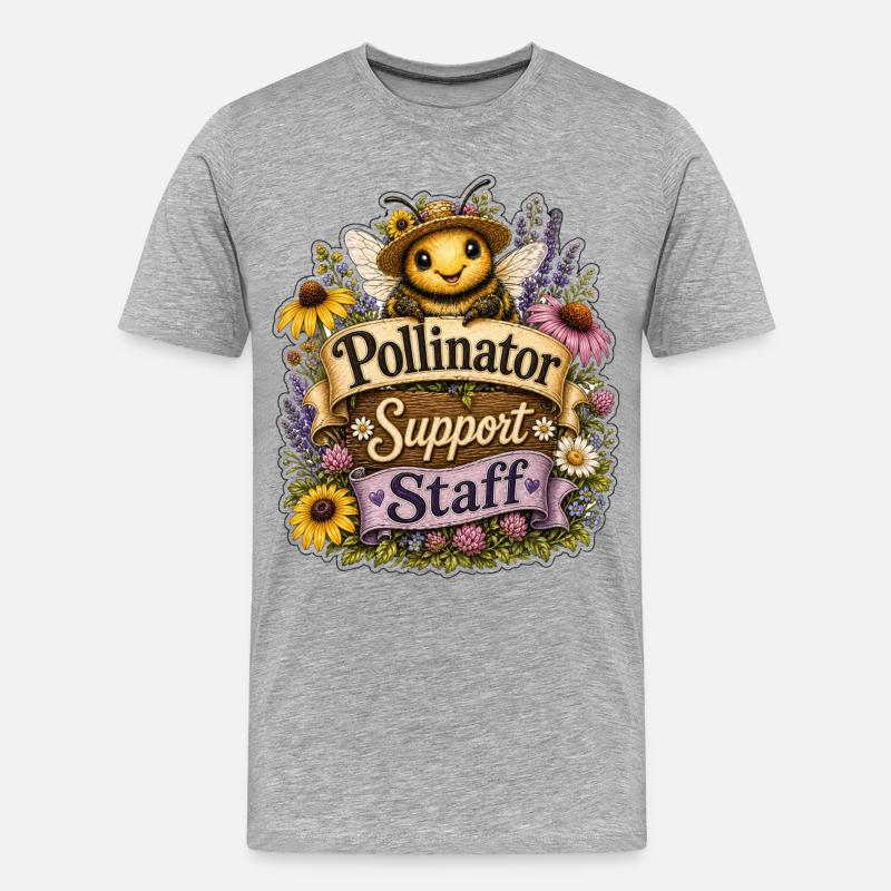Pollinator Support Staff - Männer Premium Bio T-Shirt - Grau meliert
