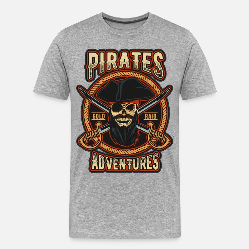 Pirate Gold Raid-Patch - Männer Premium Bio T-Shirt - Grau meliert