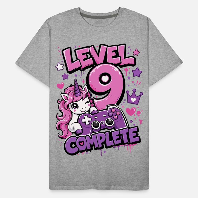 Level 9 Complete Einhorn Controller Mädchen  Männer Premium Bio T-Shirt