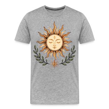 Soleil du solstice d’été – Symbole de la nature bohème - T-shirt bio Premium Homme - gris chiné - Devant - Damien (186cm)