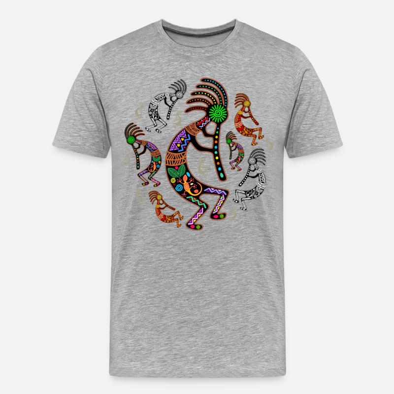 Kokopelli-Regenbogenfarben - Männer Premium Bio T-Shirt - Grau meliert