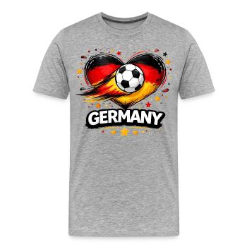 Graphique du cœur du football allemand - T-shirt bio Premium Homme - gris chiné - Devant - Damien (186cm)