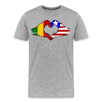 Mains du drapeau Mali du Libéria Mains de cœur utilisées - T-shirt bio Premium Homme - gris chiné - Devant - Damien (186cm)