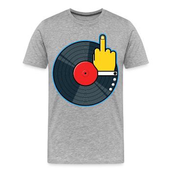 Album vinyle avec la main montrant le majeur - T-shirt bio Premium Homme - gris chiné - Devant - Damien (186cm)