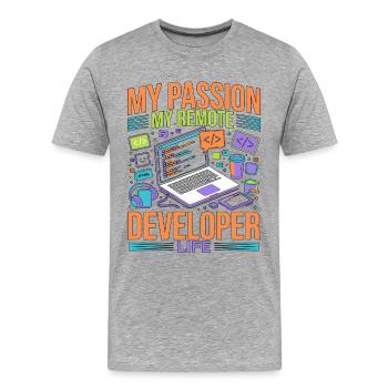 Remote Developer My Passion My Software Engineer - Männer Premium Bio T-Shirt - Grau meliert - Vorne - Damien (186cm)