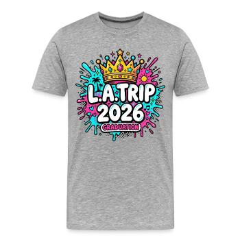 Voyage à LA 2026 - T-shirt bio Premium Homme - gris chiné - Devant - Damien (186cm)