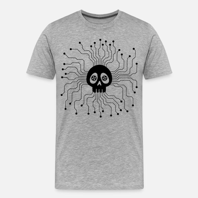 Microprocessor Skull (Black) - Men's Premium Organic T-Shirt - heather grey