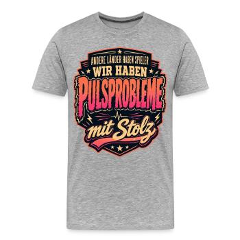 Pulsprobleme mit Stolz - Männer Premium Bio T-Shirt - Grau meliert - Vorne - Damien (186cm)