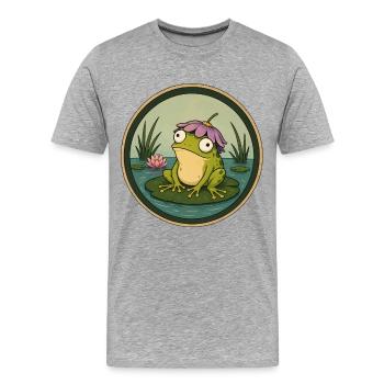 Grenouille de rivière sur nénuphar - T-shirt bio Premium Homme - gris chiné - Devant - Damien (186cm)