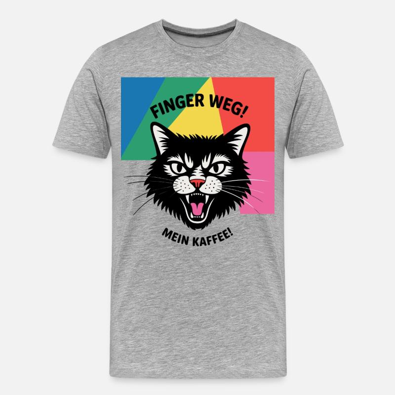 Katzen Kaffee Fun - Männer Premium Bio T-Shirt - Grau meliert