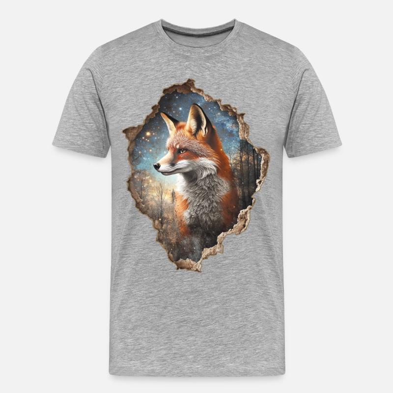 Fuchs - Männer Premium Bio T-Shirt - Grau meliert