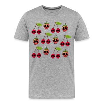 Erdbeer- und Kirschschädel-Manga - Männer Premium Bio T-Shirt - Grau meliert - Vorne - Damien (186cm)