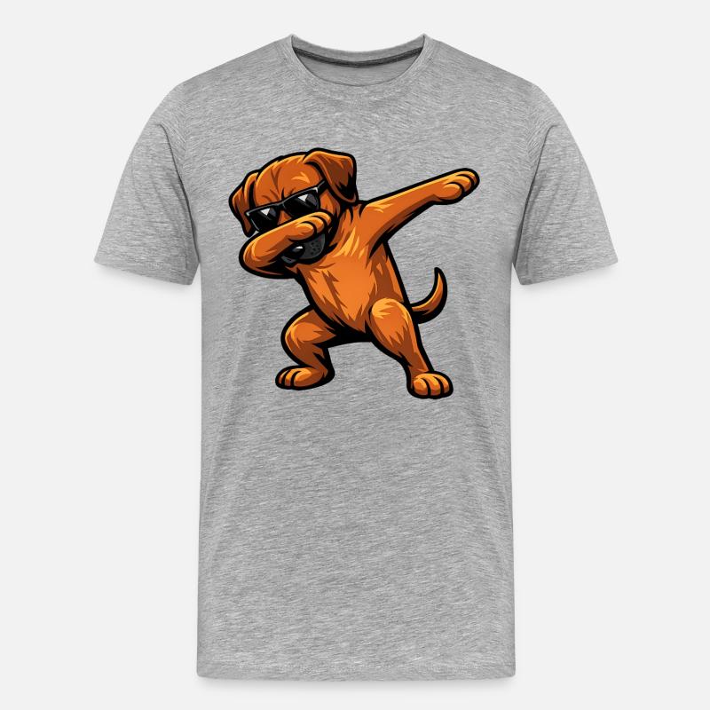 Dabbing Rhodesian Ridgeback - Männer Premium Bio T-Shirt - Grau meliert