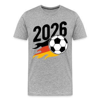 Fußball Flamme 2026 - Männer Premium Bio T-Shirt - Grau meliert - Vorne - Damien (186cm)