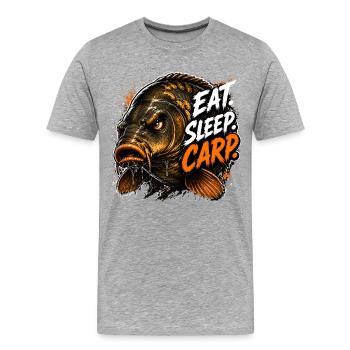Essen Schlaf Karpfen Karpfen Angeln Geschenk - Männer Premium Bio T-Shirt - Grau meliert - Vorne - Damien (186cm)