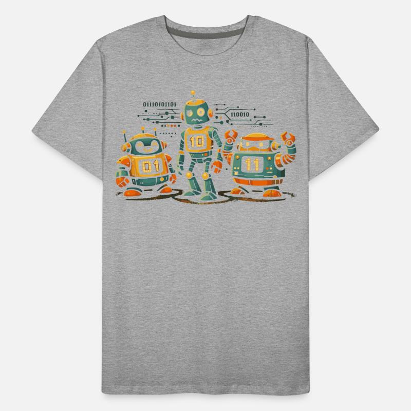 Robots Geek Code Binaire Informatique IT T-shirt bio Premium Homme
