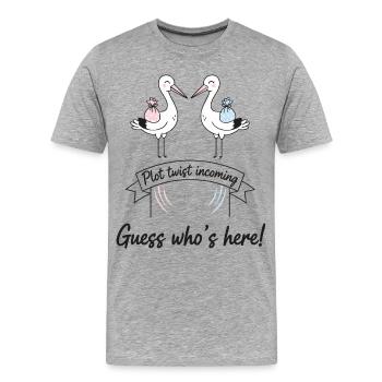 Gender Reveal Plot Twist Incoming Guess Whos Here - Men's Premium Organic T-Shirt - heather grey - Front - Damien (186cm)