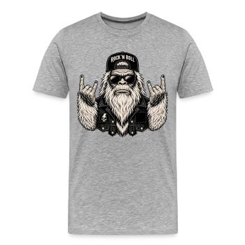 Rock, Rocker, Musique rock, Heavy metal, Rock Hand - T-shirt bio Premium Homme - gris chiné - Devant - Damien (186cm)