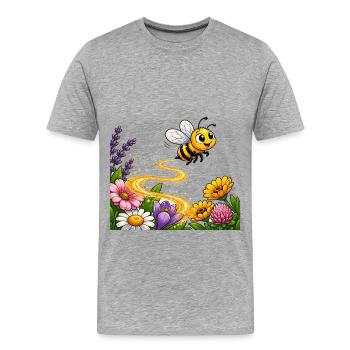 bee honey beekeeper honeycomb flowers meadow insect - Men's Premium Organic T-Shirt - heather grey - Front - Damien (186cm)