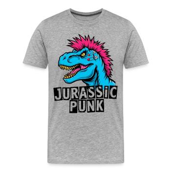 Jurassic Punk T-Rex für Dino Freunde und Rebellen - Männer Premium Bio T-Shirt - Grau meliert - Vorne - Damien (186cm)