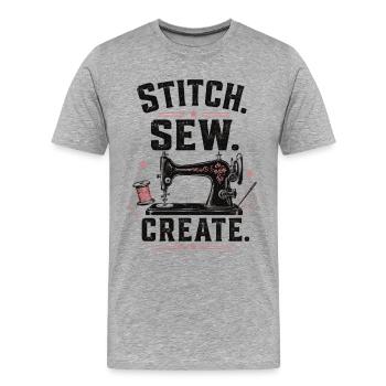Stitch Sew Create Nähen Shirt - Männer Premium Bio T-Shirt - Grau meliert - Vorne - Damien (186cm)