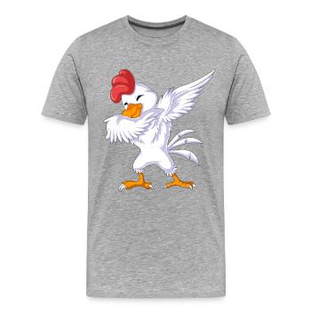 Hähnchen abtupfen, lustiges tanzendes Geflügelgeschenk - Männer Premium Bio T-Shirt - Grau meliert - Vorne - Damien (186cm)