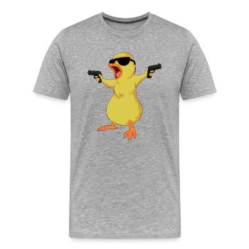 Cute Chick Mafia Gangster Funny Cartoon Bird Gift - Men's Premium Organic T-Shirt - heather grey - Front - Damien (186cm)