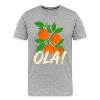 Olá Retro Orange Plants Holiday Greeting - Men's Premium Organic T-Shirt - heather grey - Front - Damien (186cm)
