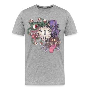 Rollenspiel Tabletop D20 Würfel Geschenk Fail - Männer Premium Bio T-Shirt - Grau meliert - Vorne - Damien (186cm)