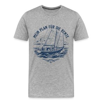 Segeln Plan für die Rente Kapitän - Männer Premium Bio T-Shirt - Grau meliert - Vorne - Damien (186cm)