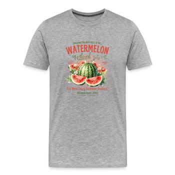 Wassermelonenfestival Saftige Sommerfrucht - Männer Premium Bio T-Shirt - Grau meliert - Vorne - Damien (186cm)
