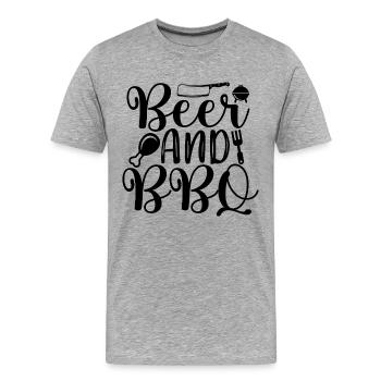 Beer & BBQ - Männer Premium Bio T-Shirt - Grau meliert - Vorne - Damien (186cm)
