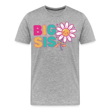 Gender Reveal BIG SIS Big Sister Baby Shower - Men's Premium Organic T-Shirt - heather grey - Front - Damien (186cm)