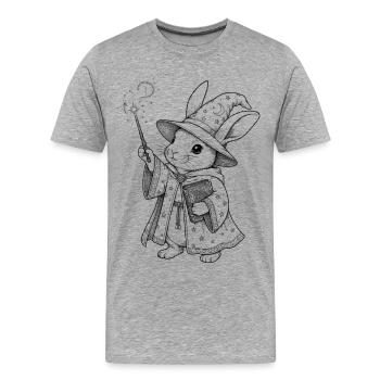 Le Sorcier Lapin dans le Manteau Étoilé - T-shirt bio Premium Homme - gris chiné - Devant - Damien (186cm)