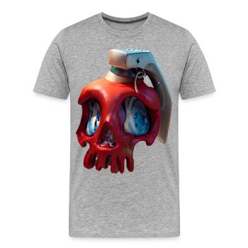 Roter Schädel mit VR-Headset - Männer Premium Bio T-Shirt - Grau meliert - Vorne - Damien (186cm)