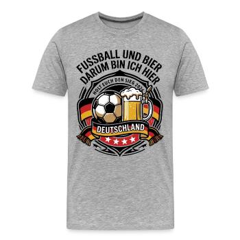 Fußball und Bier - Deutschland 2026 - Männer Premium Bio T-Shirt - Grau meliert - Vorne - Damien (186cm)