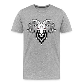 Bélier Viking Mascotte Logo Sport Musculation - T-shirt bio Premium Homme - gris chiné - Devant - Damien (186cm)
