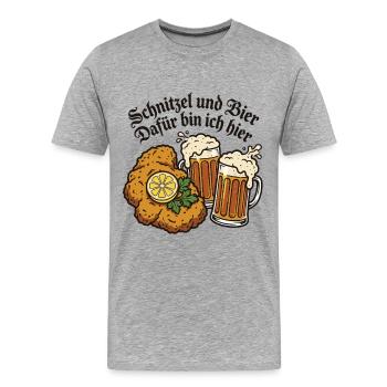 Schnitzel und Bier | Bayern Vibes - Männer Premium Bio T-Shirt - Grau meliert - Vorne - Damien (186cm)
