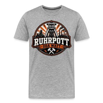 Ruhrpott Oda Watt – Industrie & Bergbau Ruhrgebiet - Männer Premium Bio T-Shirt - Grau meliert - Vorne - Damien (186cm)