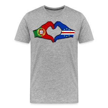 Portugal Kap Verde Flagge Hände Herzform - Männer Premium Bio T-Shirt - Grau meliert - Vorne - Damien (186cm)