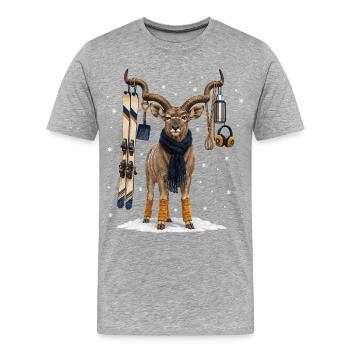 Funny kudu on winter vacation - Men's Premium Organic T-Shirt - heather grey - Front - Damien (186cm)