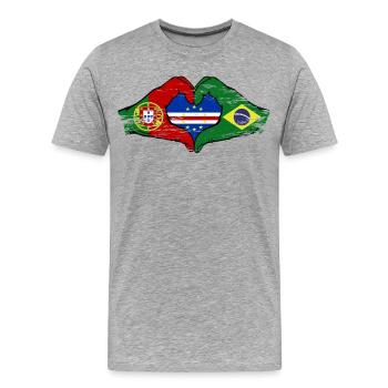 Cape Verde Portugal Brazil Flag Hands - Men's Premium Organic T-Shirt - heather grey - Front - Damien (186cm)