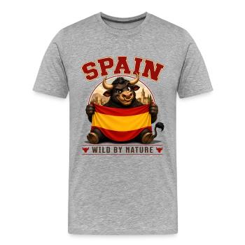 Taureau sauvage par nature, drapeau espagnol Espagne - T-shirt bio Premium Homme - gris chiné - Devant - Damien (186cm)