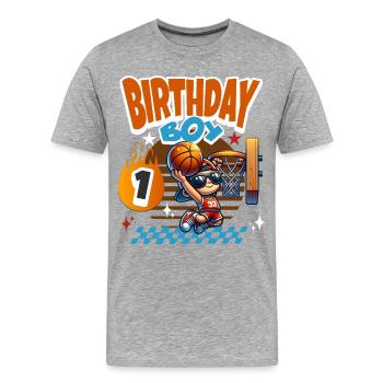 1st Birthday Basketball Gift - Men's Premium Organic T-Shirt - heather grey - Front - Damien (186cm)