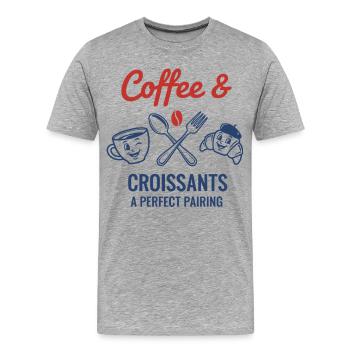 Croissants au café du petit-déjeuner : un accord parfait - T-shirt bio Premium Homme - gris chiné - Devant - Damien (186cm)
