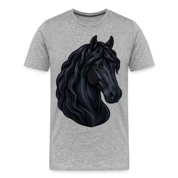 Portrait d'un cheval frison - T-shirt bio Premium Homme - gris chiné - Devant - Damien (186cm)