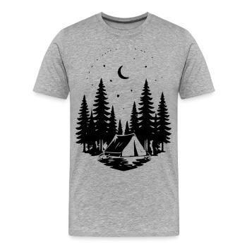 Camping sous les étoiles – nature et aventure en plein air - T-shirt bio Premium Homme - gris chiné - Devant - Damien (186cm)