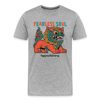Furchtloser Löwengeist - Männer Premium Bio T-Shirt - Grau meliert - Vorne - Damien (186cm)